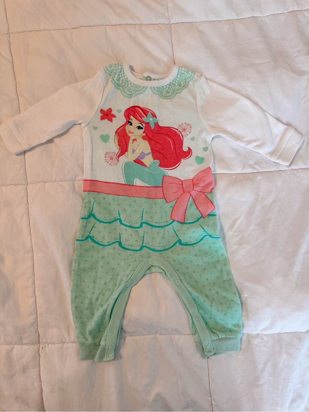 Disney Mint and Pink Ariel Mermaid Footie One-Piece